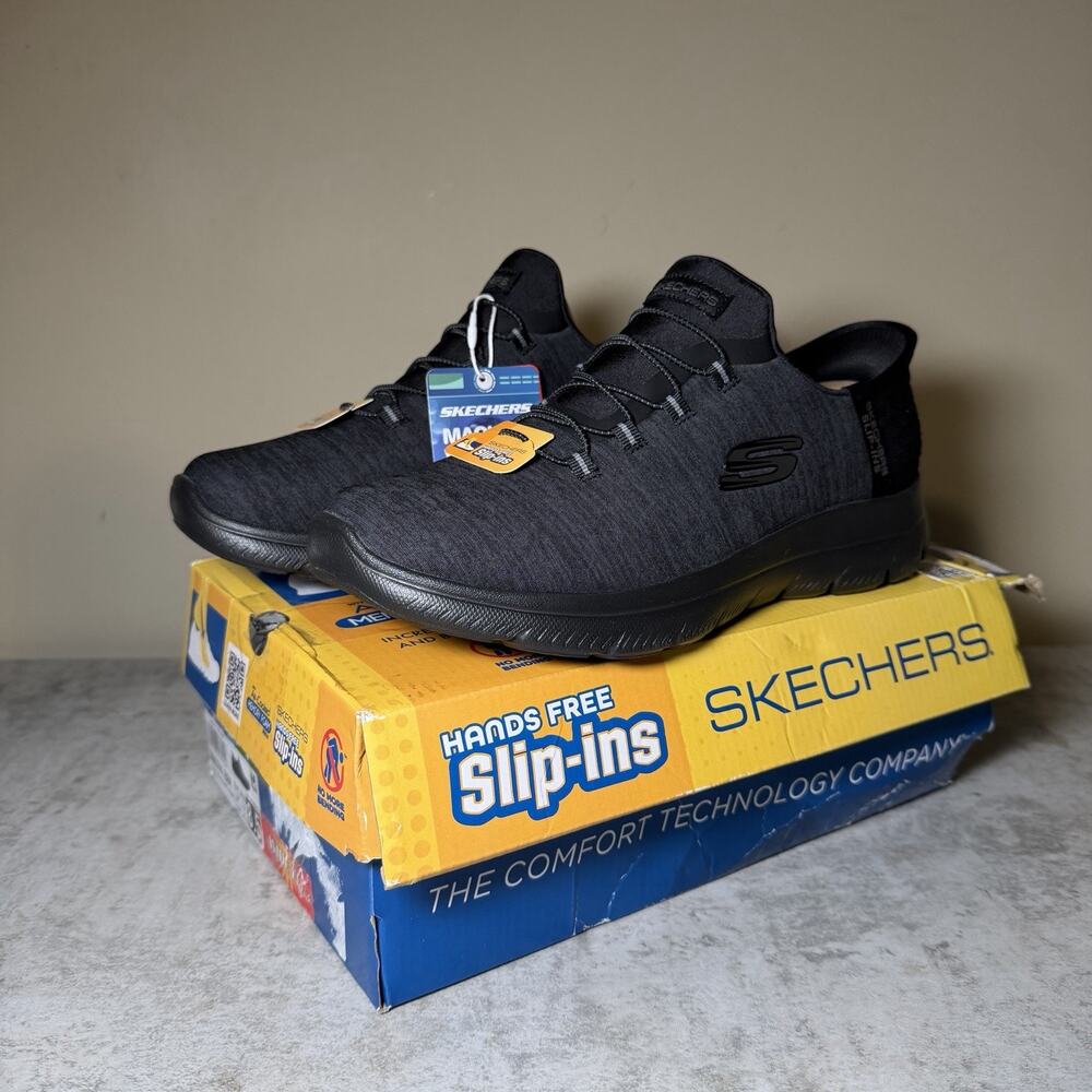 Skechers Slip-Ins Summits Dazzling Haze Women’s 8.5 Wide Black 149937W NIB